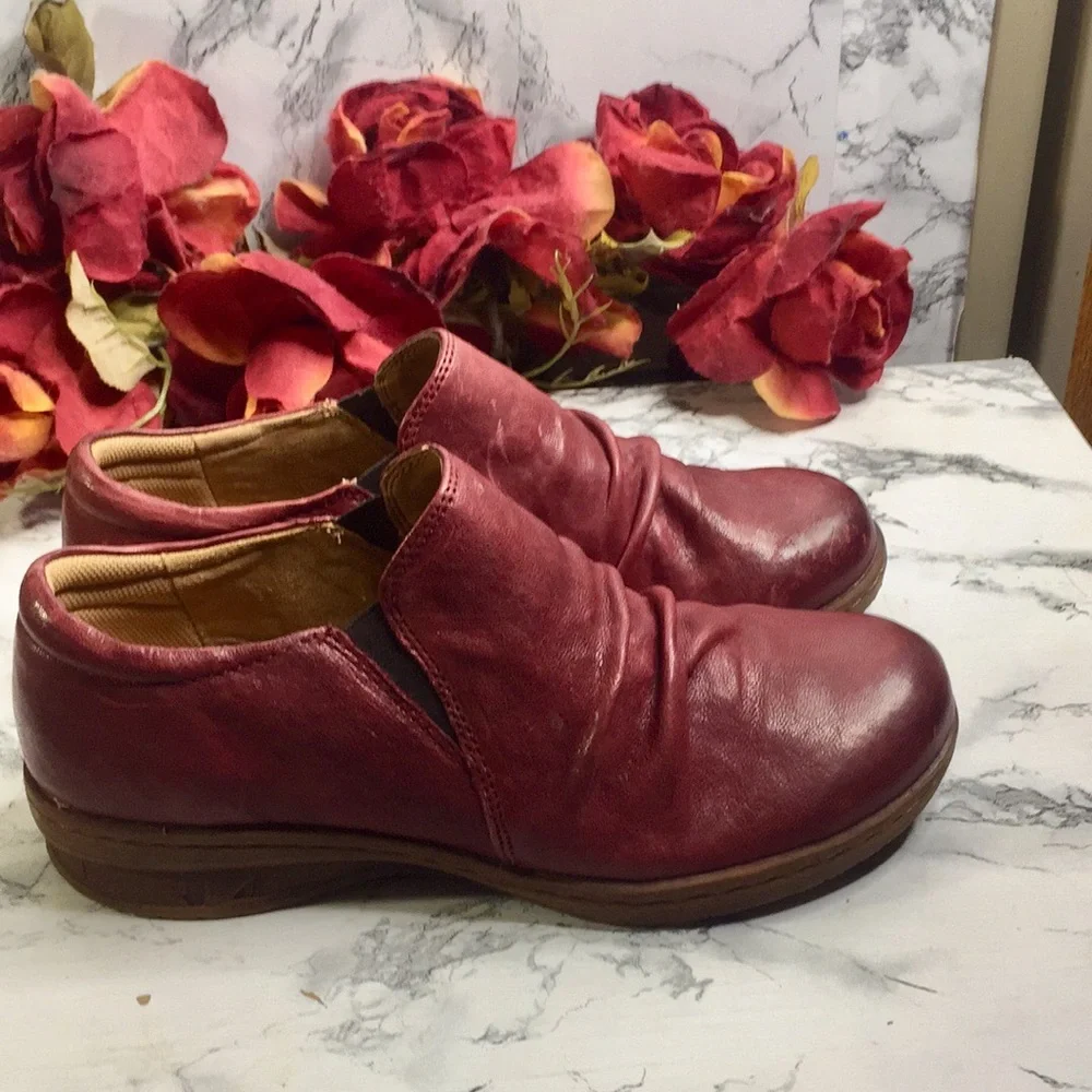 QVC Comfortiva Slouch Burgundy Florian Leather Comfort Loafers